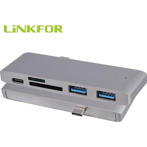 LiNKFOR 5 in 1 Type-C Hub USB C 3.0 Multi Charging Adapter Card Reader Expander Type C Card Reader & Hub For MacBook Pro