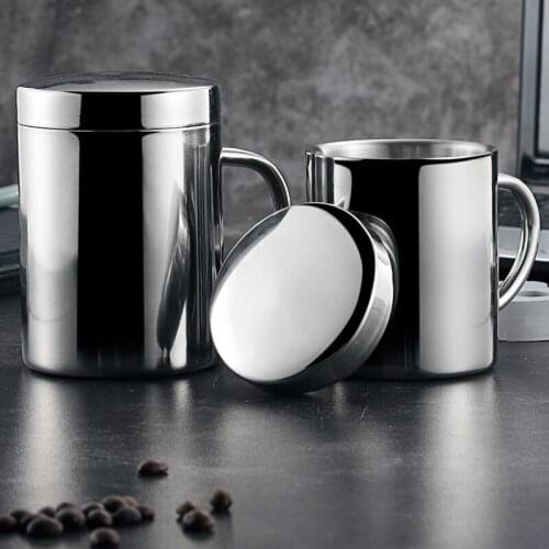 Vacuum Cup 304 Stainless Steel Double Insulation Thickening Kindergarten Student Childrens Mouth Cup with Lid Coffee Drinks Cup