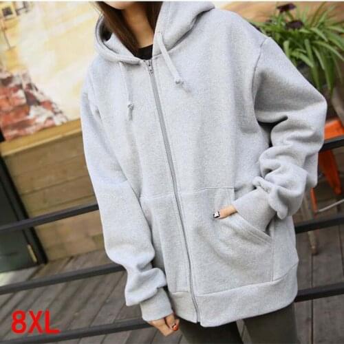 Large size womens hoodie plus size 5XL 6XL 7XL 8XL bust 139cm autumn and winter long sleeve loose large size sweatshirt jacket