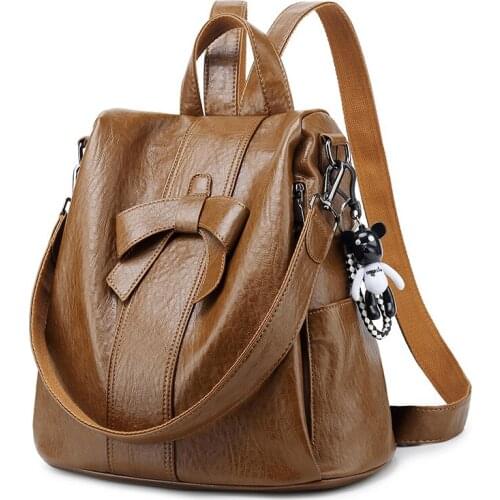 2019 Women Leather Backpacks Vintage Female Shoulder Bag Sac a Dos Travel Ladies Bagpack Mochilas School Bags For Girls New C797