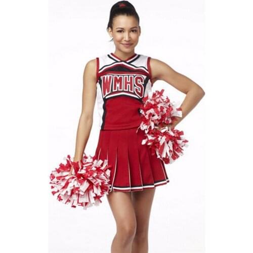 Ladies Costume Fancy Dress Up Red plus size 5XL Cheerleader glee cheerleader costume without pompom