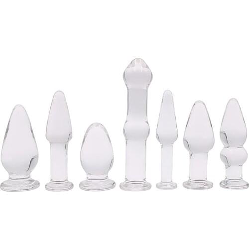 1PCS Glass Anal Dildo Butt Plug Anal Beads Erotic Sex Toy for Women Adult Products for Couples Crystal Glass Anal Stimulator