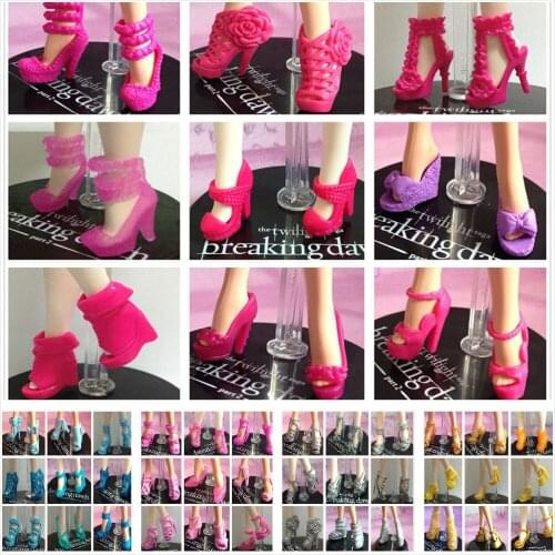 10Pairs/lot Top Quality Original Fashionable Doll Shoes Most Beautiful Sandals Boots For Barbies Doll Varities Of Styles Colors
