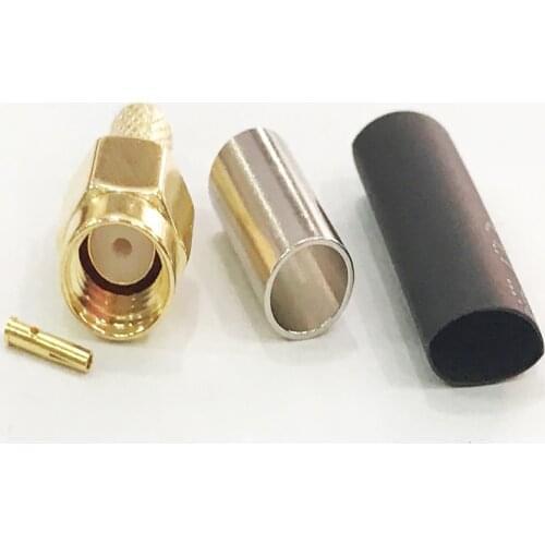 100pcs RP-SMA Male Crimp Cable for RG58 RG142 LMR195 RG400 RF Coax Cable connector Adapter