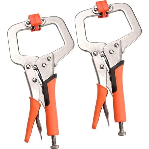 2PCS Face Clamps 9 Inch C Clamp with 2pcs Protective Pads Vise Grip Locking Pliers Woodworking Clamping Tools Heavy Duty
