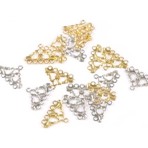 30pcs Three-cornered Connectors Clasp Flower Filigree Wraps For DIY Scrapbook Making Home Decor Gold Silver Metal Crafts yk0783