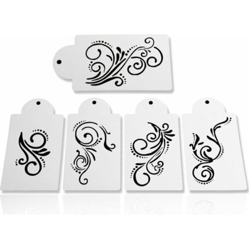 5PCS Flowers Fondant Decorating Wedding Cake Stencil Kitchen Cupcake Decoration Template Mold Baking Tools For Cakes