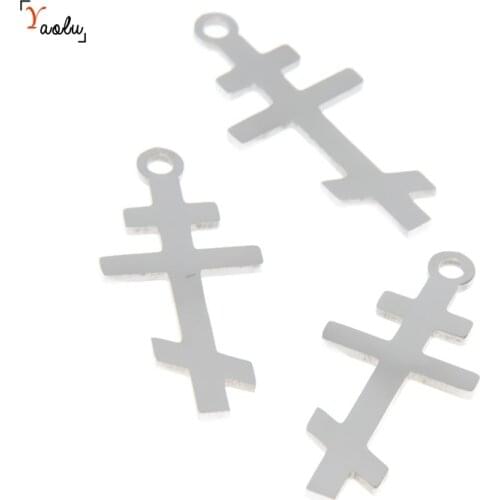 5pcs/lot Orthodox Cross charm Christian Byzantine Cross Stainless steel Charm pendant 28x13mm