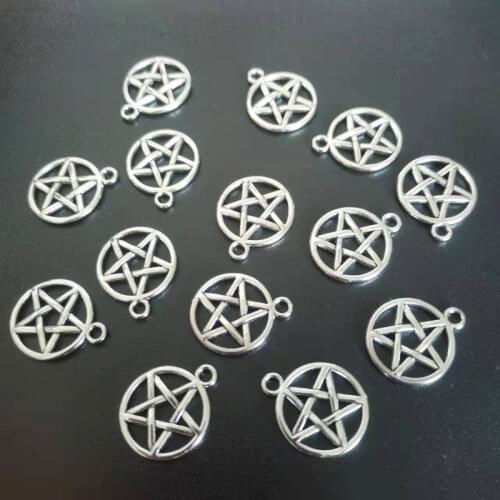 50pcs/lot Alloy Antique Silver 20x16mm Star Charm Pendant Fit Bracelet Necklace DIY Metal Jewelry Making