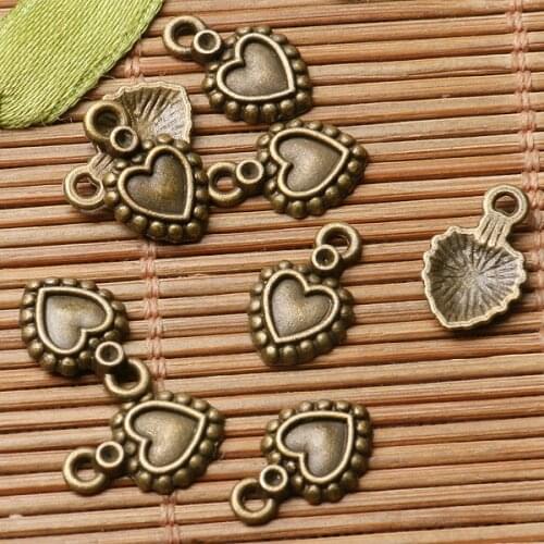 50pcs antiqued bronze color crafted heart design charms EF2919