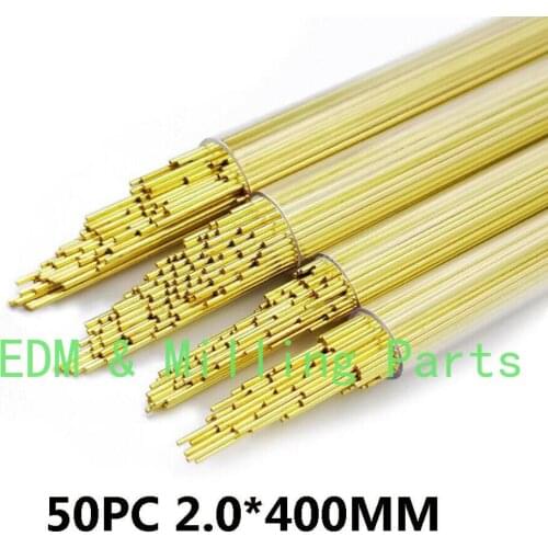 50PCS CNC EDM Drilling Machine Brass Electrode Single-Channel Tube 2.0MMX400MM For Drilling Machine Mill Part