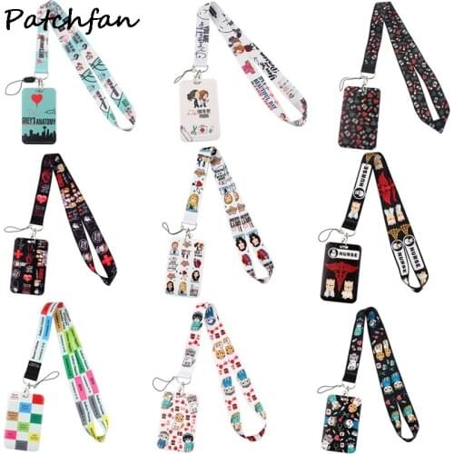 AD718 Patchfan Cartoon Medical Business Card Holder with Necklace Lanyard Keychain key Phone Rope For Doctor Nurse Accessories
