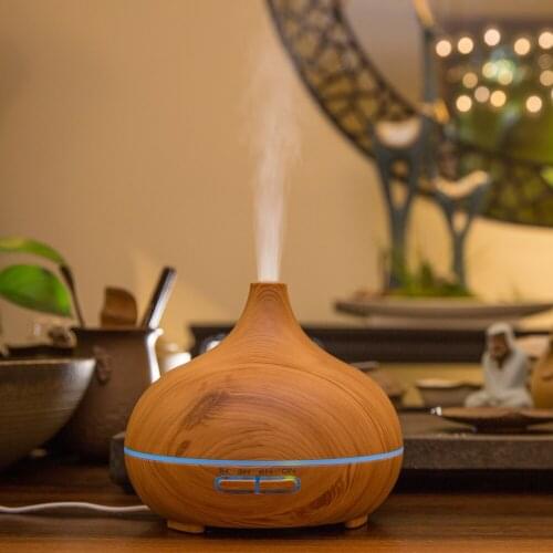 400 ml aroma diffuser oil air humidifier ultrasonic usb essential oil diffuser wood grain colorful LED light for home office