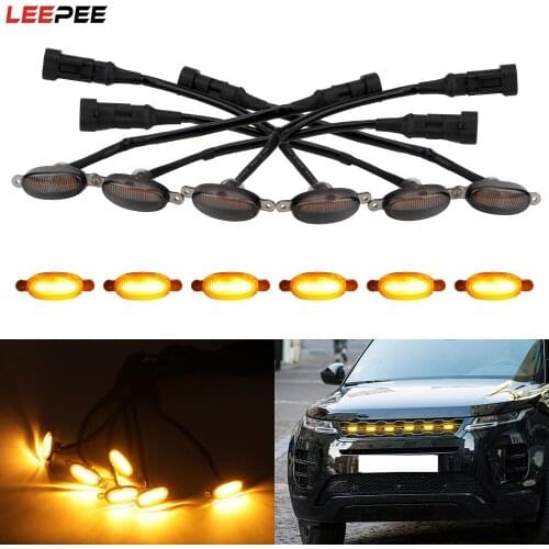 Car Eagle Eye Light 12V Front Grille Lighting LED Amber Grille Lighting Kit 6 SMD 3030 Universal