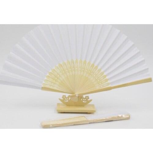 Free shipping,Hot saling 100 pcs/lot White Folding Elegant Paper Hand Fan with Gift bag Wedding&Party Favors 21cm