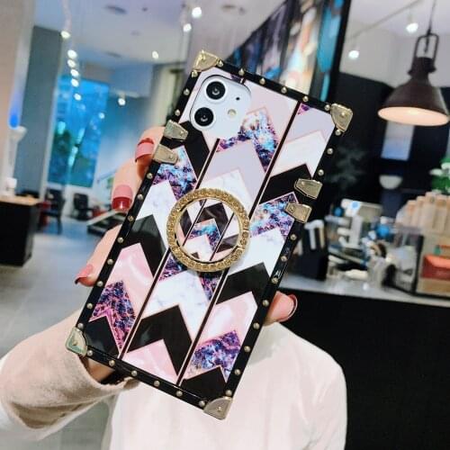 Coque For Redmi Note 9 Pro Note8 Pro Note9s Cases Sexy Red Lip Bling Rhinestone Ring Stand Square Case For Xiaomi Mi9 Cover