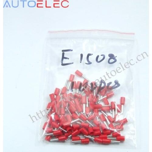 E1508 Ferrule Terminal Cord End Terminal 100pcs AWG16 1.5mm Copper Brass 8mm Wire Copper Insulated Crimp Pin Connector Terminals