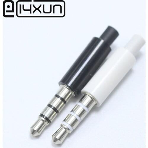 EClyxun 4pcs 3.5mm 4 Pole Stereo headset plug jack 3.5 Nickel Plated Black White Audio Plugs Jack Adapter Connector