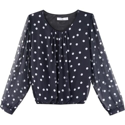 Neatie kiddie Fashion Elegant Long Sleeve Chiffon Shirt Women Blouse Polka Dot Print Spring Casual Blusas Female