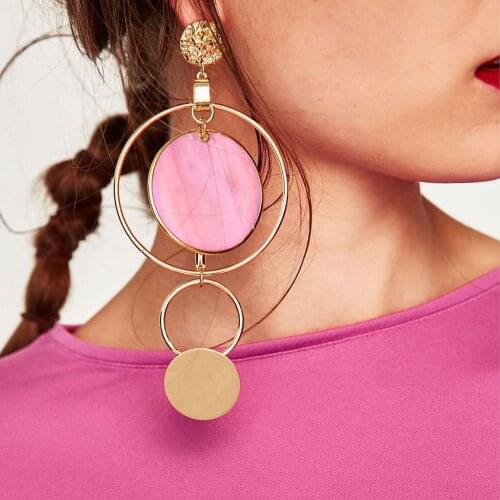 JURAN 2019 New Arrival Fashion Trend Jewelry Metal Long Big Pendant Stud Earrings Wholesale Fashion Earring For Women J50156