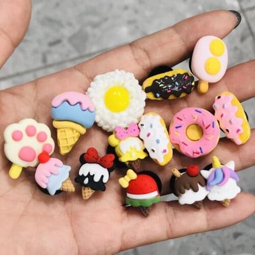 20Pcs/Lot Cake Donuts Ice Cream Resin Cabochons Accessories For Hair Clothing Shoes Planar Scrapbook DIY Home Decoration
