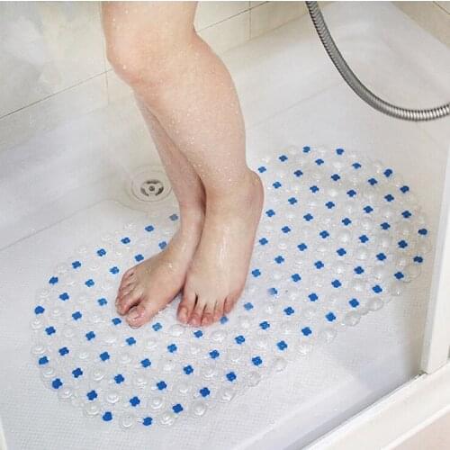 68cm*38cm PVC Bath Mat Household Bathroom Shower Clear Anti-slip Sucker Floor Mat Rug