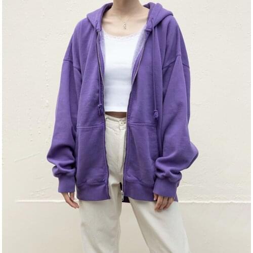 Oversize Girls Soft Hooded Fleece Jackets 2021 Spring Fashion Ladies Vintage Cotton Coats Streetwear Women Long Outerwear Chic