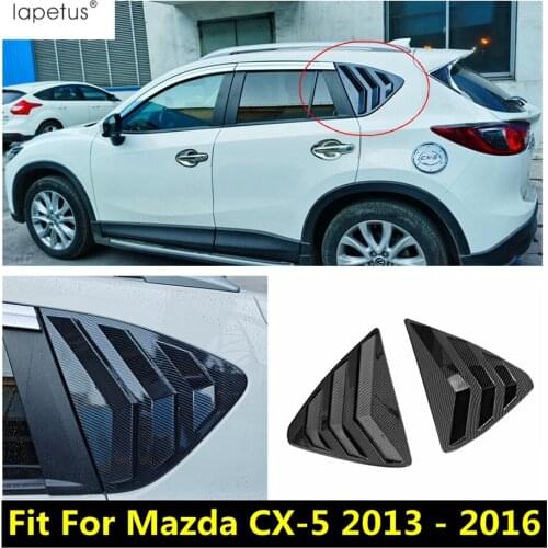 Lapetus Rear Window Louvers Shutter Panel Side Vent Cover Trim Black / Carbon Fiber Look Plastic Kit For Mazda CX-5 2013 - 2016