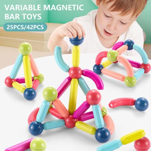 DIY Magnetic Rod toys Children Brain-Training Toy Assembled Variable Magnetic bar Sticks building block Early Educational Puzzle