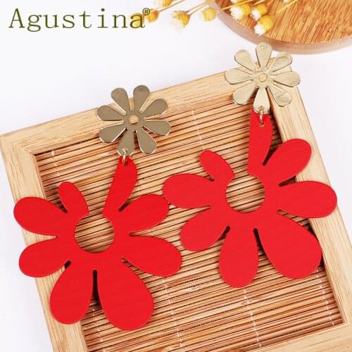 Boho flower Metal Earrings irregular Geometric Drop Earring For Women 2019 Fashion Large Earrings cute girl Jewelry wholesale