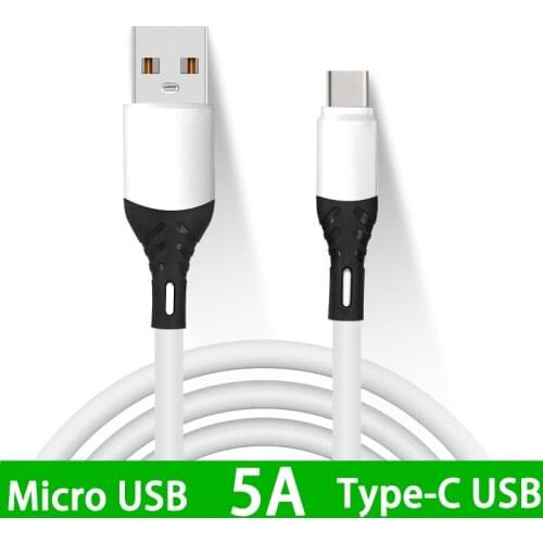 Micro USB Cable 5A Liquid silicone Fast Charging USB Type C Cable for Samsung Xiaomi USB Charger Data Cable Mobile Phone Cable