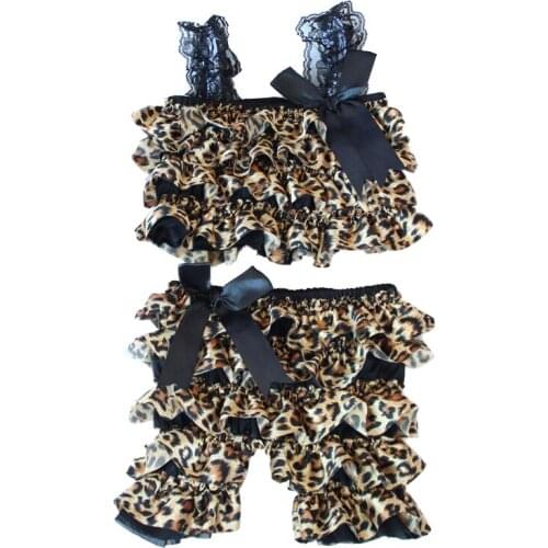 Cute baby rompers girls birthday clothes cotton lace condole belt bowknot infant jumpsuit Leopard grain princess belt overalls