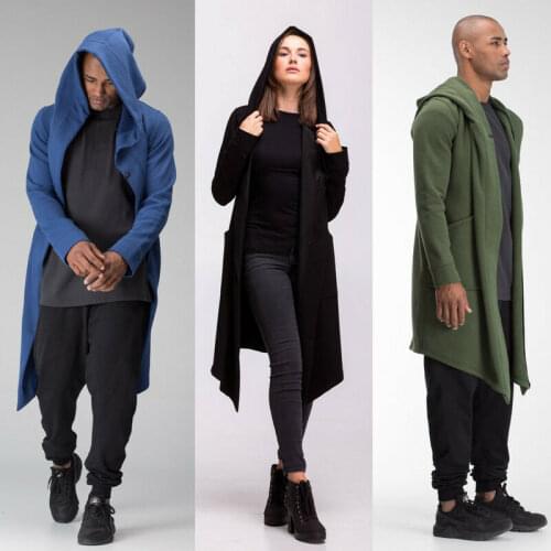 New Fashion Women Men Unisex Gothic Hooded Outwear Coat Cloak Cape Black Long Warm Casual Coat Hoodies Cardigans Tops Clothes