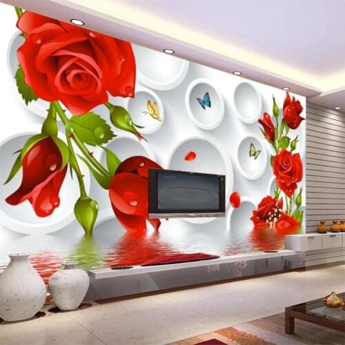 Beibehang papel de parede Custom wallpaper 3D photo mural circle water rose TV background wall living room bedroom 3d wallpaper
