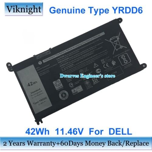 Genuine 42Wh YRDD6 Battery For DELL Inspiron 14 15 5585 3400 5480 5482 P93G 5488 5493 5593 P90F Laptop Batteries 11.46V 3500mAh