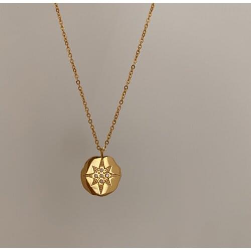 Titanium With 18K Gold Zircon Star Choker Necklace Women 361L Stainless Steel Jewelry Runway Gown HiPhop Rare Glam Japan Ins