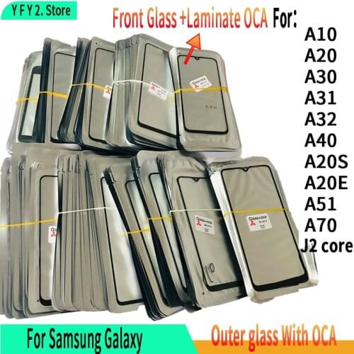 50pcs Replacement Front Glass Lens with OCA Glue For Samsung Galaxy A40 A50 A70 A10 A20 A30 A80 A90 A10S A20S Screen Touch panel