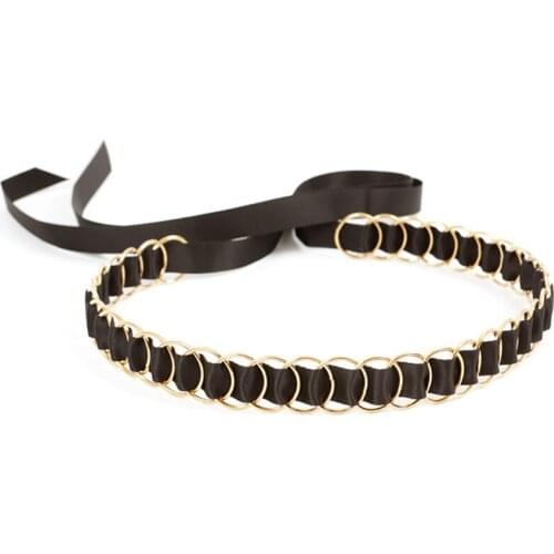 Good Quality Women Fashion Waist Belts Casual Adjustable Gold Chain Girls Belt Elastic Solid Ceinture For Ladies BL201804