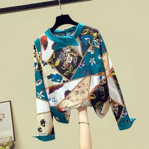 Floral Print Shirt Women Chic Top Long Sleeve Temperament Office Ladies Blouse Blusas 2021 Spring Autumn