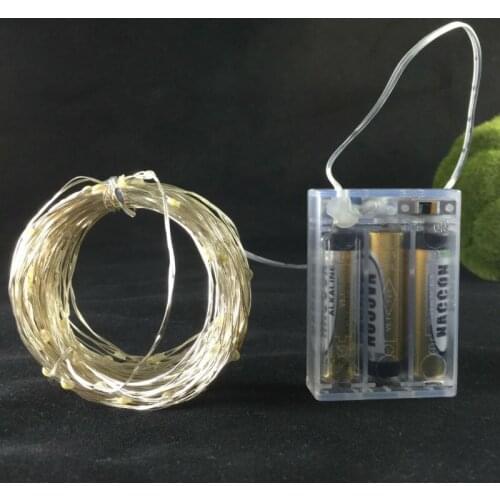 10M 33FT 100 led 3 AA Battery LED Silver Wire Fairy String Lights Lamps Christmas Holiday halloween Party Wedding Decoration