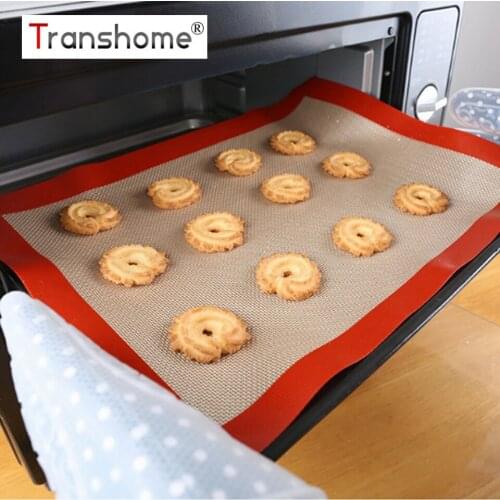 Transhome Silicone Baking Mat 30*20cm Non Stick Dough/Macaron Mat Reusable Baking Sheet Glass Fiber Baking Tools For Cookies