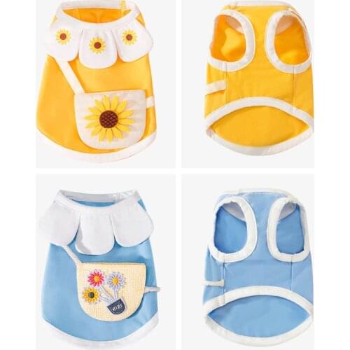 Spring Dog Vest for Small Dogs Soft Pure Cotton Pet Clothes Cute Sunflower Tank Top for Little Dogs Chihuahua Yorkie Apparel