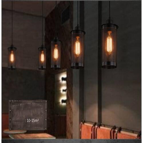 E27 American Country Vintage Iron Lampshade Pendant Lights Cord Pendant Retro Pendant Lamp Lustres Fixtures for Bar Restaurant