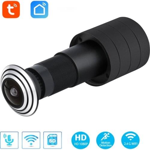 Wi-Fi Audio Door Eye Hole Home 1080P 1.6mm Wide Angle FishEye Network Mini Peephole Wifi Door IP Camera P2P Tuya TF Card Slot