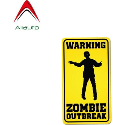 Aliauto Funny Car Sticker Warning Zombie Outbreak Accessories PVC Decal for Peugeot 3008 Accessories Ranger Honda Crv, 13cm*8cm