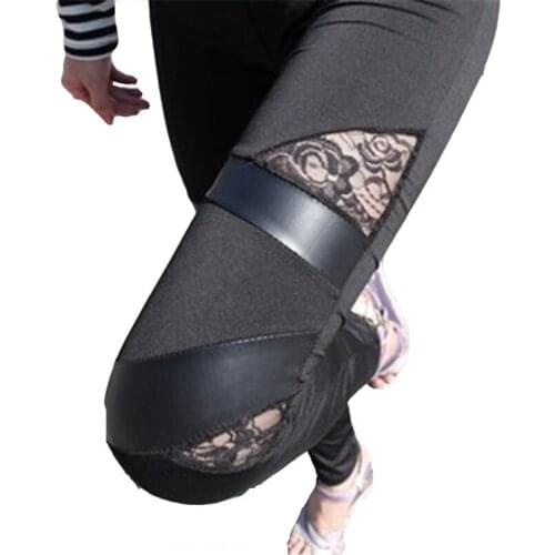 LJCUIYAO Women Legging Ptachwork Mesh Black Leggings Plus Size Sexy Fitness Sporting Pants Trousers Jegging Skinny Leggings
