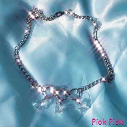 2000s Aesthetic Shiny Crystal Star Pendant Necklace for Women Y2K Jewelry Harajuku INS Cute Necklace Egirl Fashion Friends Gifts
