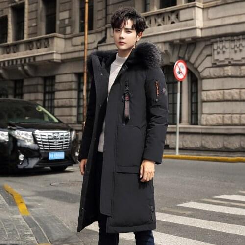 Winter Mens Big Fur Hood Long Puffer Jackets Fashion Camouflage Thick Warm 90% White Duck Down Padded Overcoats Male JK-9518