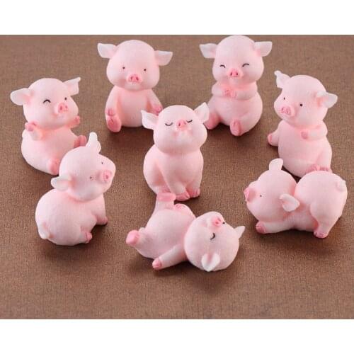 1/2/5PCS Cute Pink Pig Pigs China Korean Model Statue Figurine Crafts Figure Ornament Miniatures Girl Home Room Decoration