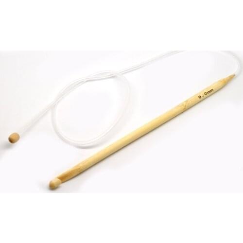 1 PC 9.0mm Natural Bamboo Afghan Tunisian Crochet Hooks Needles Handle Craft Weaving DIY Tools For Yarn Knitting 85cm(33.5")Long